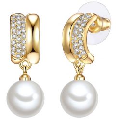 Lulu & Jane Stop metali Szkło Sztuczna perła Kolczyki koła 1 ct Damski. Białe kolczyki Lulu & Jane, z perłą, pozłacane. Za 359.99 zł.
