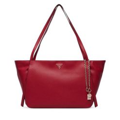 Torebka Guess. Czerwone shopper bag Guess, z aplikacjami, bez dodatków. Za 634.99 zł.