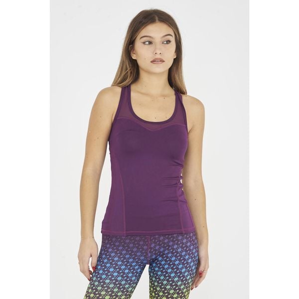 Top fitness damski ZERL fioletowy. Fioletowe topy ELPLAYER, bez wzorów, z elastanu, sportowe, bez kołnierzyka, bez ramiączek. Za 69.00 zł.