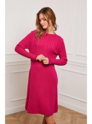 Joséfine Sukienka dzianinowa "Fanola" w kolorze różowym rozmiar: M. Różowe sukienki Joséfine, m, bez wzorów, z dzianiny, bez kołnierzyka, bez ramiączek, midi. Za 197.17 zł.