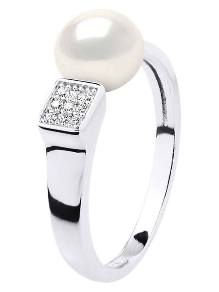 Pearl Addict Srebrny pierścionek z perłą rozmiar: onesize. Szare pierścionki Pearl Addict, z cyrkonią, srebrne. Za 217.99 zł.
