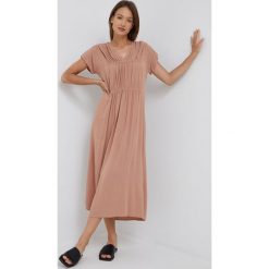 Dkny sukienka P2CB7M17 kolor brązowy maxi prosta. Brązowe sukienki DKNY, na co dzień, m, bez wzorów, z tkaniny, bez kołnierzyka, bez ramiączek, maxi, proste. W wyprzedaży za 419.99 zł.