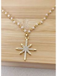 La Asena Pozłacany naszyjnik - dł. 65 cm rozmiar: onesize. Białe naszyjniki La Asena, z materiału, z cyrkonią, pozłacane. Za 43.99 zł.