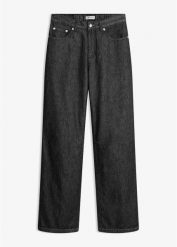 Jeansy straight, mid waist. Czarne jeansy bonprix, bez wzorów, z jeansu. Za 154.99 zł.