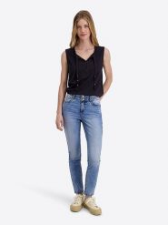 Timezone Dżinsy "Enya" - Slim fit - w kolorze niebieskim rozmiar: W27/L30. Niebieskie jeansy Timezone, l, bez wzorów, klasyczne, z podwyższonym stanem. Za 202.03 zł.