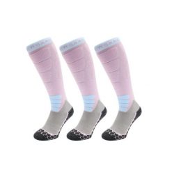 Skarpety narciarskie Powder Boss damskie z wełny merino Pro, 3 sztuki, fioletowe. Fioletowe skarpetki POEDERBAAS, bez wzorów, z elastanu. W wyprzedaży za 329.62 zł.