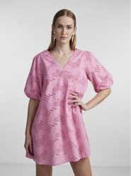 YAS Sukienka 26030105 Różowy Loose Fit. Czerwone sukienki YAS, l, bez wzorów, z bawełny, bez kołnierzyka, bez ramiączek. Za 329.99 zł.