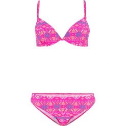 Bikini na fiszbinach (2 części) bonprix różowo-turkusowy z nadrukiem. Bikini marki bonprix. Za 109.99 zł.