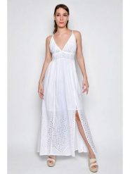 H.H.G. Sukienka w kolorze białym rozmiar: XL. Białe sukienki H.H.G., xl, bez wzorów, z bawełny, bez kołnierzyka, bez ramiączek, maxi. Za 87.19 zł.