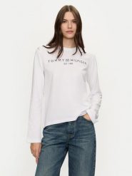 Tommy Hilfiger Bluzka Logo WW0WW43620 Biały Regular Fit. Białe bluzki Tommy Hilfiger, xl, bez wzorów, z bawełny, bez kołnierzyka, bez ramiączek. Za 109.99 zł.