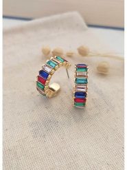 Atelier MIU Pozłacane kolczyki-kreole z cyrkoniami rozmiar: onesize. Żółte kolczyki atelier MIU, z cyrkonią, pozłacane. Za 56.95 zł.