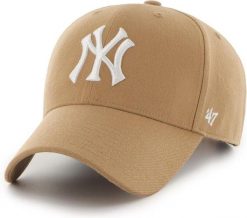 Czapka z daszkiem - New York Yankees Czapka regulowana. Brązowe czapki z daszkiem 47 Brand, bez wzorów, z materiału. Za 190.50 zł.