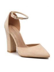 DeeZee Półbuty KL-091201-01 Beżowy. Brązowe półbuty wsuwane DeeZee, bez wzorów, z materiału, bez obcasa, na obcasie. Za 119.99 zł.