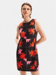 Desigual Sukienka letnia Houston 24SWVW01 Czarny Regular Fit. Czarne sukienki Desigual, xs, bez wzorów, z syntetyku, bez kołnierzyka, bez ramiączek. Za 279.99 zł.