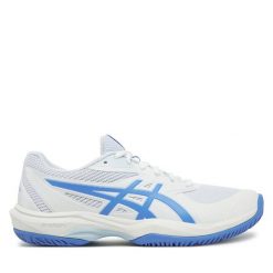 Buty do tenisa Asics. Białe buty treningowe ASICS, bez wzorów, bez zapięcia, tenisowe. Za 249.99 zł.