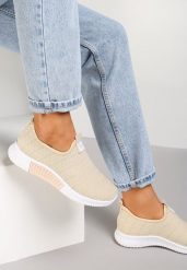 Beżowe Buty Sportowe Daemnessa. Brązowe buty sportowe lifestyle Renee, bez wzorów, z dresówki, bez zapięcia. W wyprzedaży za 43.99 zł.