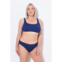 Damskie Bikini fale miękkie miseczki regulowane ramiączka wysoki stan. Niebieskie bikini Ulla Popken, bez wzorów, z elastanu. Za 239.99 zł.