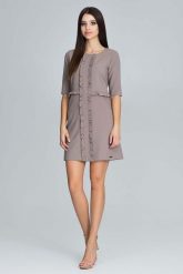 Mocca Elegancka Krótka Sukienka z Falbankami. Czarne sukienki Figl, s, bez wzorów, z elastanu, eleganckie, bez kołnierzyka, bez ramiączek, mini. Za 269.00 zł.
