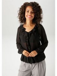 Aniston Bluzka w kolorze czarnym rozmiar: 48. Czarne bluzki Aniston, bez wzorów, bez kołnierzyka, bez ramiączek. Za 65.54 zł.