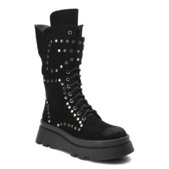 Czarne Kozaki S.Barski Style Obuwie Damskie. Czarne kozaki S.BARSKI, na jesień, bez wzorów, z puchu, eleganckie, bez obcasa, na obcasie, bez zapięcia. Za 269.00 zł.