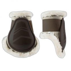 Buty typu fetlock z podszewką z imitacji futra Horze Caliber. Brązowe buty treningowe HORZE, bez wzorów, z tworzywa sztucznego, bez zapięcia, do jazdy konnej. Za 164.50 zł.