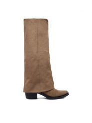 DeeZee Kozaki 23689-22 Brązowy. Brązowe kozaki DeeZee, bez wzorów, z materiału, bez obcasa, na płaskiej podeszwie, bez zapięcia. Za 229.99 zł.