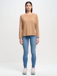 Sweter damski z wiskozy brązowy Airin 802. Brązowe swetry BIG STAR, l, bez wzorów, ze skóry, klasyczne, bez ramiączek. W wyprzedaży za 129.99 zł.