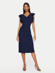 Vila Sukienka koktajlowa Clara 14100344 Granatowy Slim Fit. Niebieskie sukienki Vila, s, bez wzorów, z syntetyku, wizytowe, bez kołnierzyka, bez ramiączek. Za 139.99 zł.