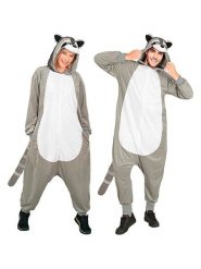 Carnival Party Kombinezon kostiumowy "Raccoon" w kolorze biało-szarym rozmiar: L/XL. Białe kombinezony Carnival Party, l, bez wzorów, bez kołnierzyka, bez ramiączek, krótkie. Za 130.99 zł.