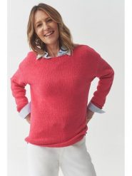 TATUUM Sweter "Alya" w kolorze koralowym rozmiar: XL. Czerwone swetry Tatuum, xl, bez wzorów, ze splotem, bez ramiączek. Za 192.79 zł.