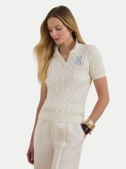 LAUREN RALPH LAUREN Sweter 200932224016 Biały Slim Fit. Białe swetry Lauren Ralph Lauren, xs, bez wzorów, z bawełny, bez ramiączek. Za 769.99 zł.