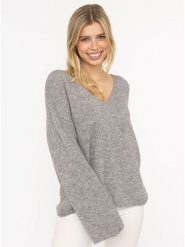 Zwillingsherz Sweter w kolorze szarym rozmiar: XL. Szare swetry Zwillingsherz, xl, bez wzorów, ze splotem, bez ramiączek. Za 223.46 zł.