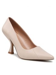 Jenny Fairy Półbuty LS5759-01B Beżowy. Brązowe półbuty wsuwane Jenny Fairy, bez wzorów, ze skóry, bez obcasa, na obcasie. Za 139.99 zł.