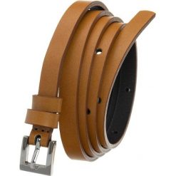 Wąski pasek damski camelowy PD-NL-1-105 CAMEL. Brązowe paski bez wzorów, ze skóry, klasyczne. Za 29.99 zł.