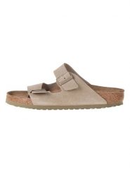 Birkenstock Skórzane klapki "Arizona" w kolorze khaki rozmiar: 41. Brązowe klapki Birkenstock, bez wzorów, ze skóry, klasyczne, z otwartym noskiem, bez obcasa, bez zapięcia. Za 359.95 zł.