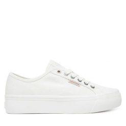 Tenisówki Calvin Klein Jeans. Białe trampki Calvin Klein Jeans, bez wzorów, z jeansu, bez zapięcia. Za 349.99 zł.