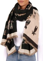 X2 Szalik Cashmirillo 70 x 200 cm - wzór w koty - Czarny. Brązowe szaliki i kominy X2, na jesień, bez wzorów, z kaszmiru. Za 119.00 zł.