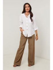 Le Monde du Lin Lniana koszula w kolorze białym rozmiar: 36/38. Białe koszule Le Monde du Lin, bez wzorów, ze lnu, bez kołnierzyka, bez ramiączek. Za 130.99 zł.