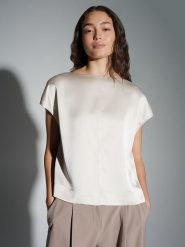 OPUS Bluzka "Festiva" w kolorze kremowym rozmiar: 36. Brązowe bluzki Opus, bez wzorów, bez kołnierzyka, bez ramiączek. Za 143.99 zł.