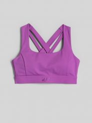 4F Biustonosz do jogi z niskim wsparciem damski - różowy XS. Czerwone biustonosze sportowe 4f, bez wzorów, z gumy, na jogę i pilates. Za 149.99 zł.