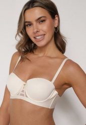 Jasnobeżowy Gładki Biustonosz Balkonetka Dalilin. Brązowe biustonosze Born2be, bez wzorów. Za 39.99 zł.