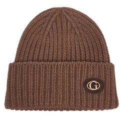 Czapka Guess. Brązowe czapki zimowe Guess, z aplikacjami. Za 154.99 zł.