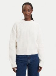 HUGO Sweter Slogerya_B 50565449 Kremowy Regular Fit. Białe swetry Hugo, s, bez wzorów, z bawełny, bez ramiączek. Za 424.99 zł.