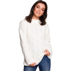 Sweter damski wełniany luźny fason ciepły puszysty beżowy. Brązowe swetry BE Knit, na zimę, l, bez wzorów, z poliakrylu, klasyczne, bez ramiączek. Za 215.00 zł.