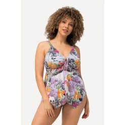 Damskie Tankini zegarki miękkie miseczki wydłużone boki ramiączka z regulacją. Brązowe bikini Ulla Popken, bez wzorów, z elastanu. Za 294.99 zł.