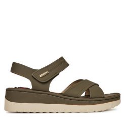 Sandały Go Soft. Brązowe sandały GO SOFT, bez wzorów, bez obcasa, na koturnie, bez zapięcia. Za 109.99 zł.