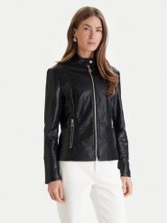 Guess Kurtka z imitacji skóry W6RL52 WL850 Czarny Regular Fit. Czarne kurtki Guess, l, z aplikacjami, ze skóry, bez kaptura. Za 619.99 zł.