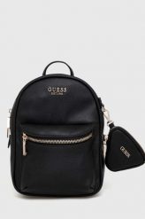 Guess plecak damski kolor czarny mały gładki. Czarne plecaki Guess, z aplikacjami, bez dodatków. Za 619.99 zł.