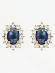OR ÉCLAT Złote kolczyki-wkrętki "Brela" z cyrkoniami i szafirami rozmiar: onesize. Niebieskie kolczyki Or Éclat, z cyrkonią, złote. Za 1,217.99 zł.