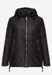 Czarna Przejściowa Pikowana Kurtka z Odpinanym Kapturem Nevistta. Czarne kurtki Born2be, plus size, bez wzorów, z jeansu, biznesowe. Za 149.99 zł.